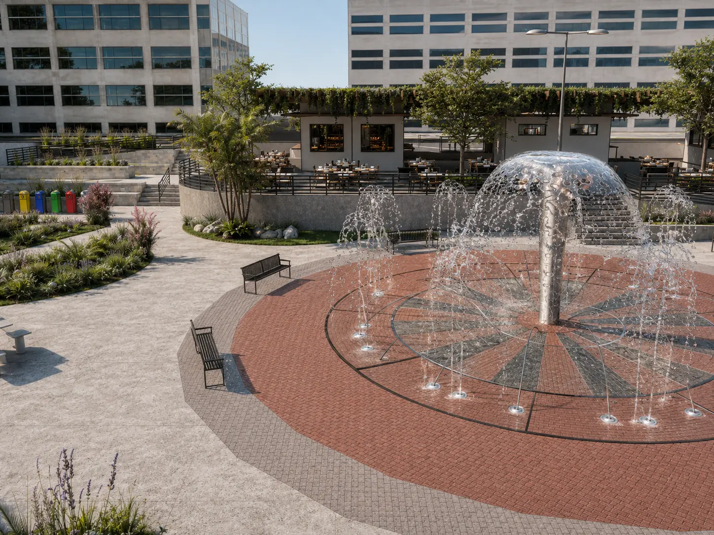 Imagem 3D da fonte interativa da Praça Nossa Senhora Aparecida.